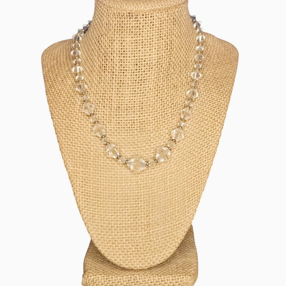Vtg Faceted Crystal 12kgf Necklace